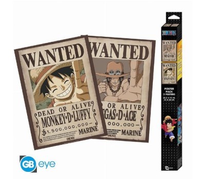 One Piece - Wanted Luffy & Ace 2-Pack Αυθεντικές Αφίσες (52x38cm)