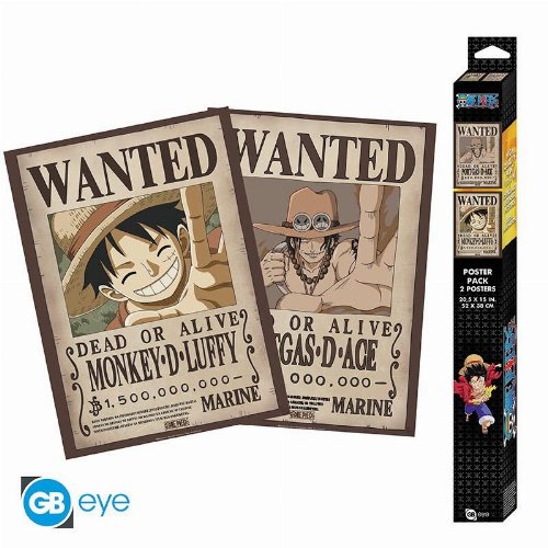 One Piece - Wanted Luffy & Ace 2-Pack Αυθεντικές Αφίσες (52x38cm)