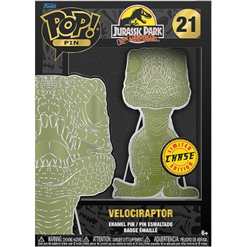 Funko Pop! Jurassic Park 30th Anniversary - Velociraptor (Glows in the Dark) Large Enamel Pin(CHASE)