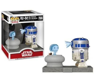 Funko Pop! Deluxe: Star Wars - R2-D2  and Princess Leia Hologram #766 Bobble-Heads Vinyl Figures