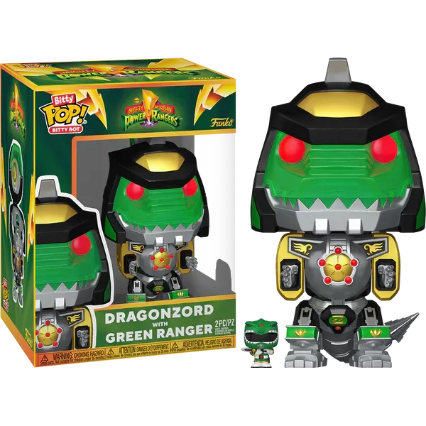 Funko Bitty Pop! Bitty Bots: Power Rangers - Dragon Zord with Green Ranger​ Vinyl Figures