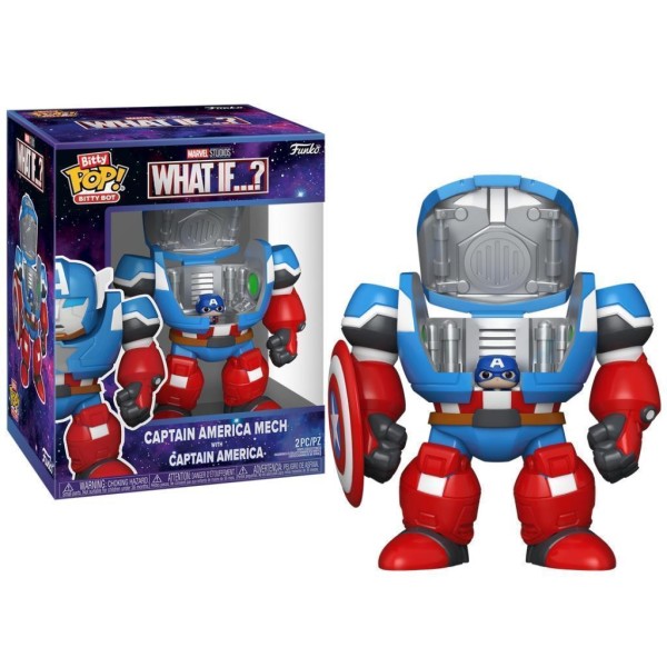 Funko Bitty Pop! Bitty Bots Marvel: What If…? - Captain America (Mech with Captain America) Vinyl Figure