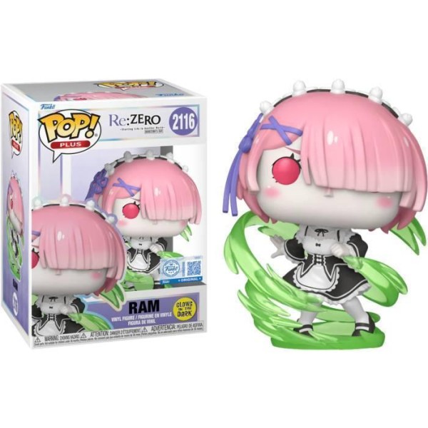 Funko Pop! Plus: Re:ZERO - Ram (Wind Magic) (Glows in The Dark) (Special Edition) #2116 Vinyl Figure