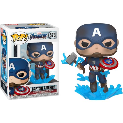 Funko Pop! Marvel: Avengers Endgame - Captain America With Broken Shield & Mjolnir #573 Bobble-Head Vinyl Figure