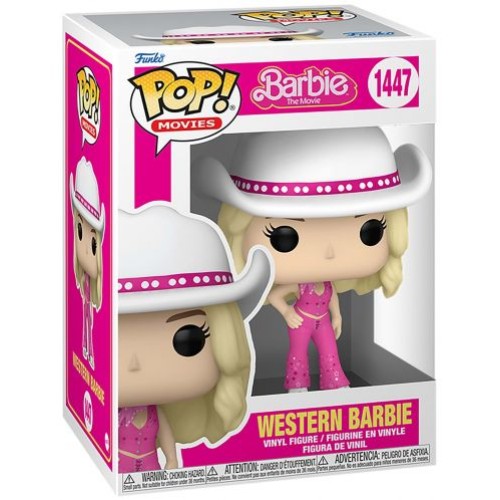 Funko Pop! Movies: Barbie The Movie - Western Barbie #1447 Vinyl Figure- [ EN,FR,ES,DE,IT,PT,NL,DK,SE,RU Pack / Carton Window Box with Plastic Film ]