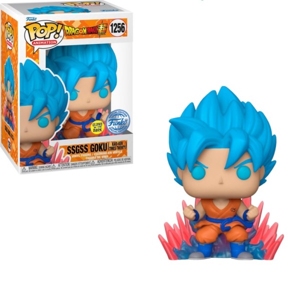 Funko Pop! Animation: Dragon Ball Super - SSGSS Goku (Kaio-Ken Times Twenty) (Glows in the Dark) (Special Edition) #1256 Vinyl Figure