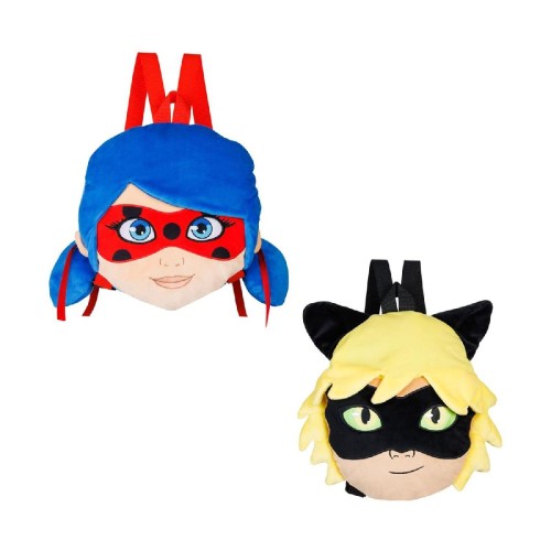 P.M.I. Miraculous Plush Backpacks 30cm (Random-2 characters to collect-Lady Bug/Black-Cat Noar)-(τυχαία επιλογή)