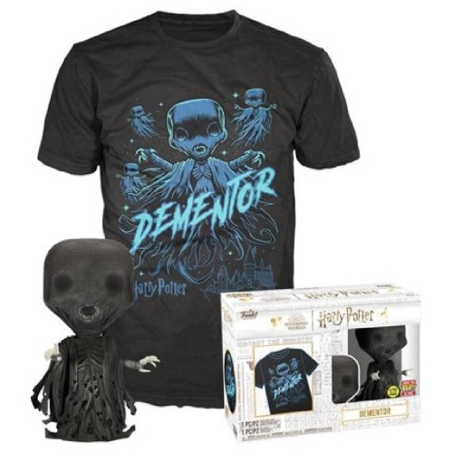 Funko Pop!  Tee (Adult): Harry Potter - Dementor (Glows in the Dark) Vinyl Figure and T-Shirt (L)