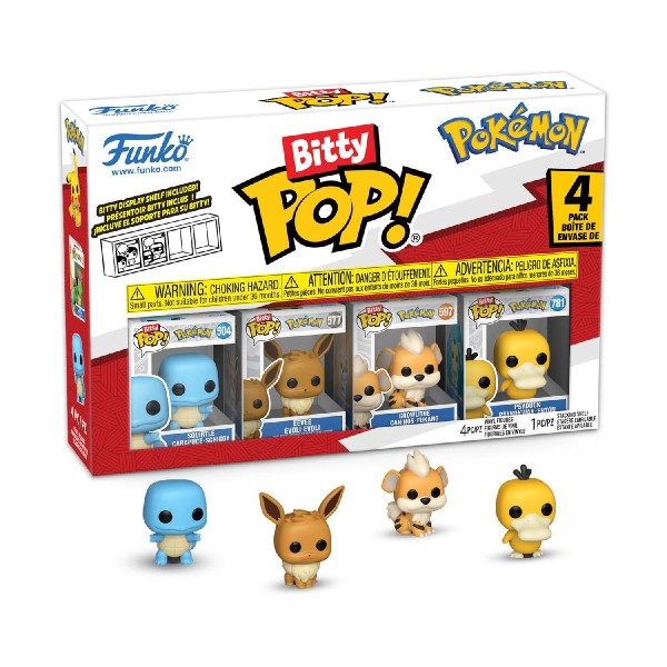 Funko Bitty Pop! 4-Pack: Pokemon - Squirtle, Eevee, Growlith, Psyduck Vinyl Figures Funko Bitty Pop! 4-Pack: Pokemon - Squirtle, Eevee, Growlith, Psyduck Vinyl Figures