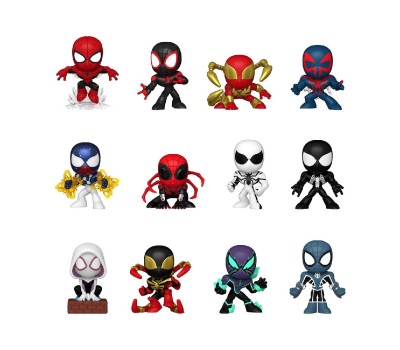 Funko Mystery Minis: Marvel Comics - Spider-Man, Miles Morales, Iron Spider, Spider-Man 2099, Captain Universe, Superior Spider-Man, Anti-Venom Suit Peter Parker, Symbiote Suit Peter Parker, Spider-Gwen , Miles Morales Iron Spider, Chasm (glow), Fear Itse