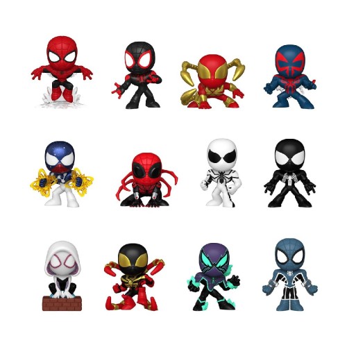 Funko Mystery Minis: Marvel Comics - Spider-Man, Miles Morales, Iron Spider, Spider-Man 2099, Captain Universe, Superior Spider-Man, Anti-Venom Suit Peter Parker, Symbiote Suit Peter Parker, Spider-Gwen , Miles Morales Iron Spider, Chasm (glow), Fear Itse
