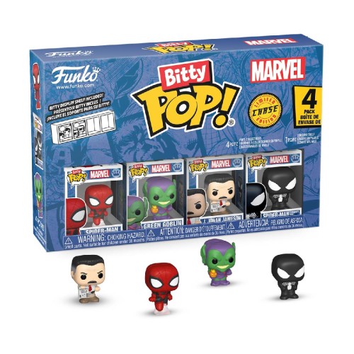 Funko Bitty Pop! 4-Pack: Spider-Man - Spider-Man, Green Goblin, J. Jonah Jameson, Spiderman Symbiote Suit Vinyl Figures