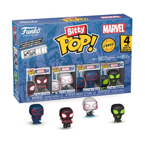 Funko Bitty Pop! 4-Pack: Spider-Man - Miles Morales, Ghost-Spider, Spider-Man 2099, Spider-Man Stealth Suit Vinyl Figures