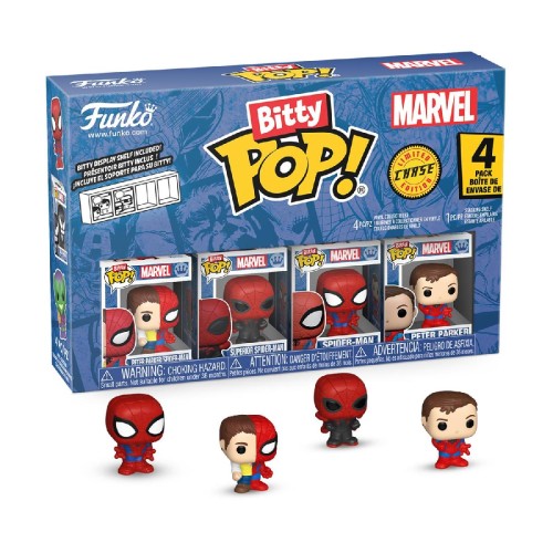 Funko Bitty Pop! 4-Pack: Spider-Man - Peter Parker - Spider-Man, Superior Spider-Man, Spider-Man, Peter Parker Vinyl Figures