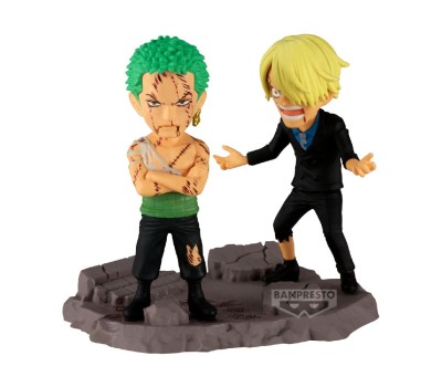 Banpresto World Collectable Figure Log Stories: One Piece - Roronoa Zoro & Sanji Figures (8cm) (29523)
