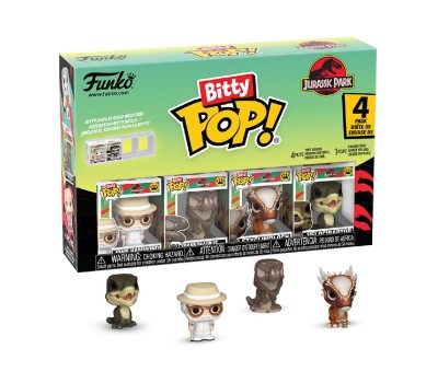 Funko Bitty Pop! 4-Pack: Jurassic Park - John Hammond, Tyrannosaurus, Fossil, Stygimoloch, Velociraptor Vinyl Figures