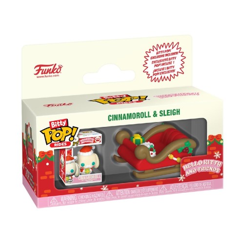 Funko Bitty Pop! Rides: Hello Kitty And Friends (Holiday) - Cinnamoroll & Sleigh Vinyl Figures