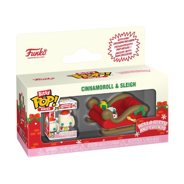 Funko Bitty Pop! Rides: Hello Kitty And Friends (Holiday) - Cinnamoroll & Sleigh Vinyl Figures